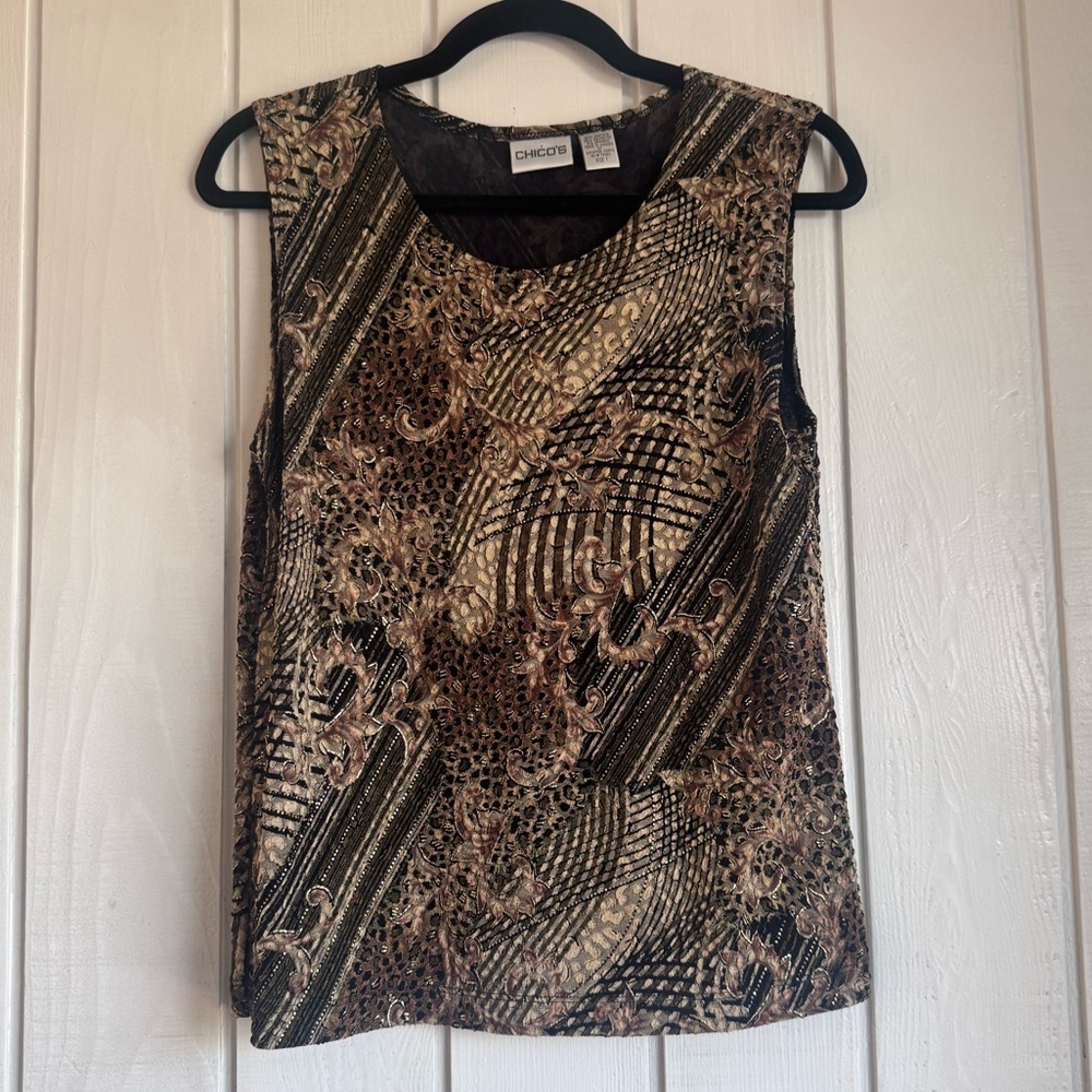 Vintage Chico’s Tank Top with Gold Detailing